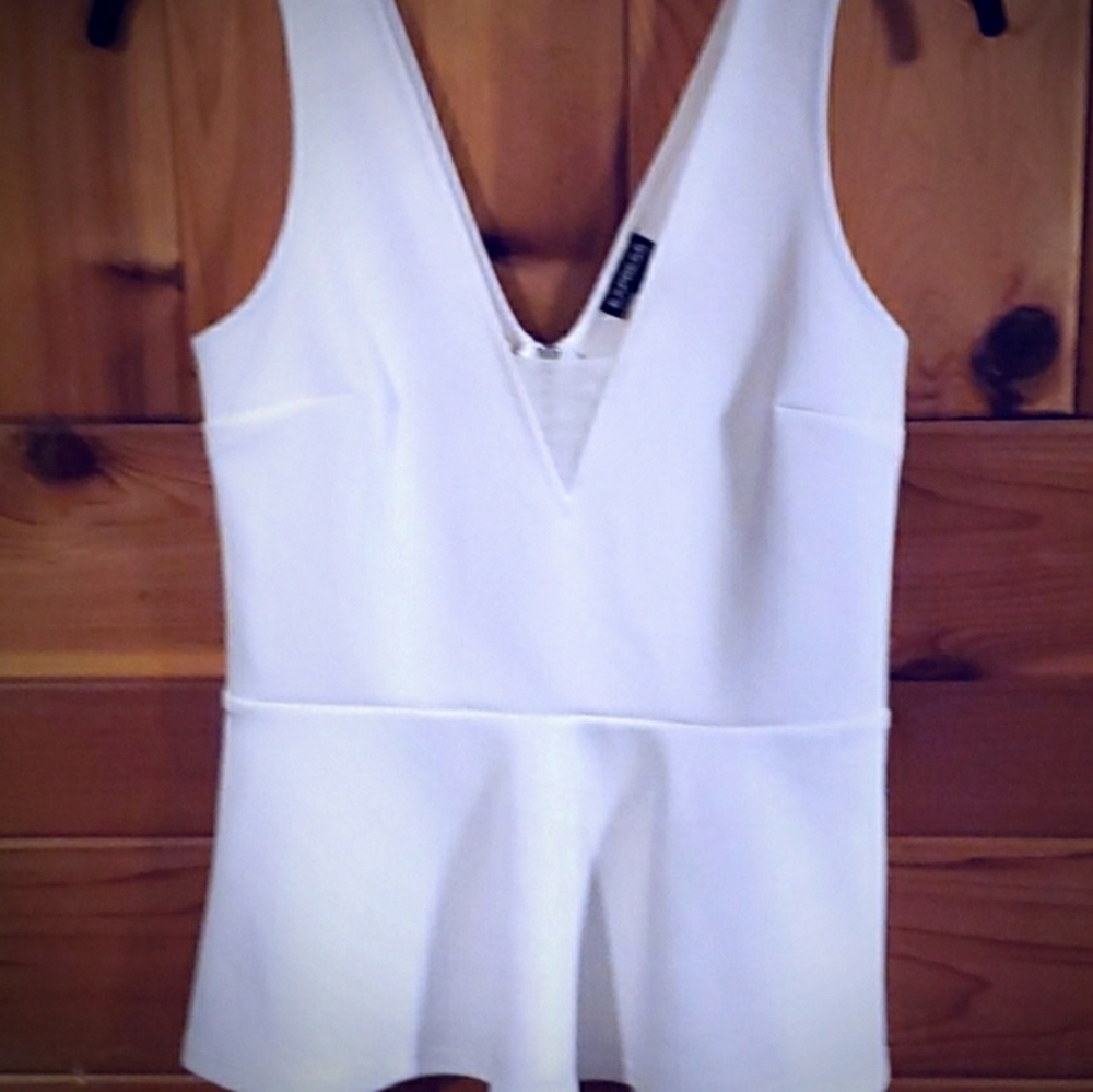 White/Creme Express Top, with zipper back - Picture 8 of 8
